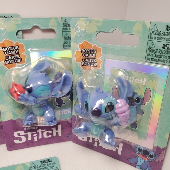 Disney Stitch Complete Set Of 5 Mini Figures W/ BONUS HOLOGRAPHIC CARDS - Picture 4 of 6